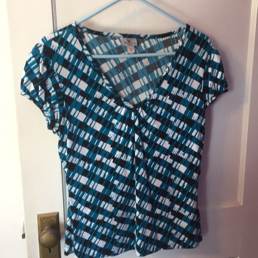 Blue, Black, and White Worthington Blouse